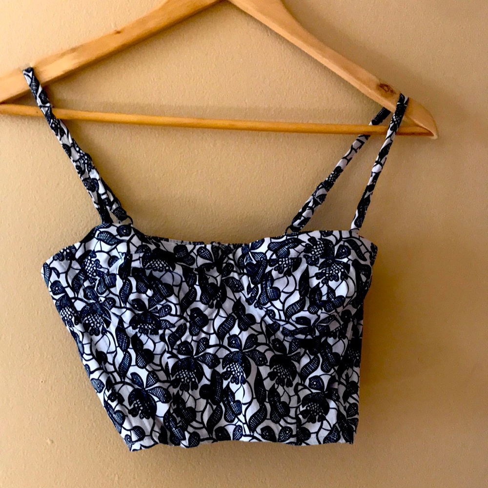 TopShop Black and White Print Corset - Size 4